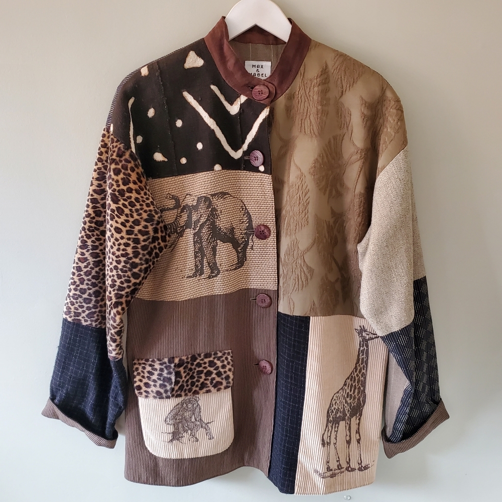 Max & Mabel L Safari Eclectic Teachercore Patchwork Tapestry Corduroy Jacket